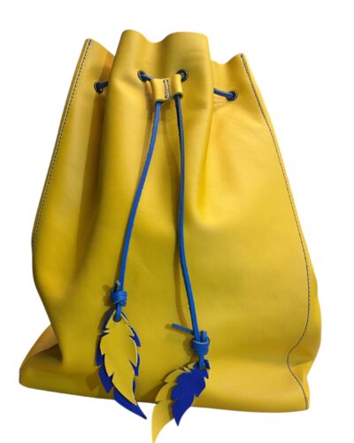 Saccazaino  giallo blu in pelle