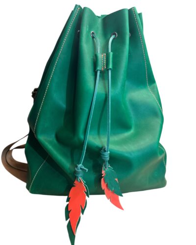 Saccazaino Verde in pelle crazy horse