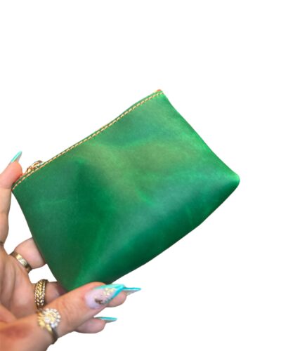 Pochette in pelle verde crazy horse